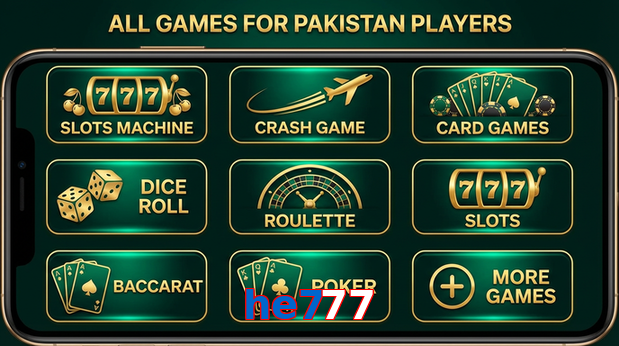 Main screen of He777 games page for PK players